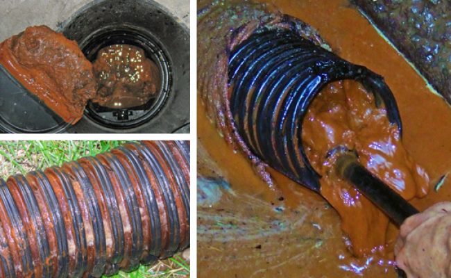 Dépôts d’ocre ferreuse dans le sol provoquant humidité et infiltration d’eau dans le sous-sol, corrigés par Les Goudrons du Québec avec drain français, nettoyage professionnel et mesures préventives à Montréal, Laval, Rive-Nord, Laurentides et Rive-Sud.